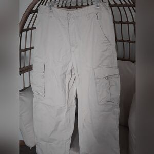 Bugle Boy Men's Vintage Baggy Wide Leg Cargo Pocket Khaki Pants Size 34/32